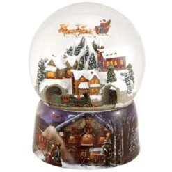 Santa With Train Musical Glitter Dome