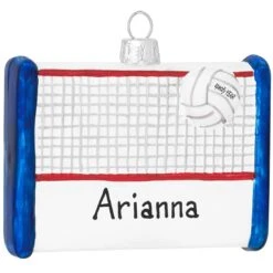 Personalized Volleyball Net With Ball Glass Ornament