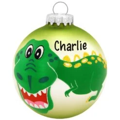 Personalized Dinosaur Glass Ornament