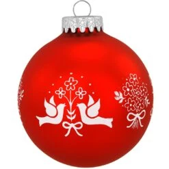 Personalized Our First Christmas Red Satin Round Glass Ornament -Holiday Decoration Store 1160028 web 2