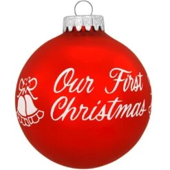 Personalized Our First Christmas Red Satin Round Glass Ornament -Holiday Decoration Store 1160028 web 3