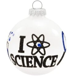 I Love Science Glass Ornament