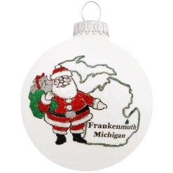 Frankenmuth Michigan Santa And Bronner's Heart Gifts Ornament