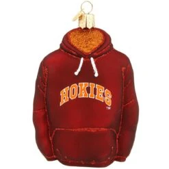 Virginia Tech Hoodie Glass Ornament