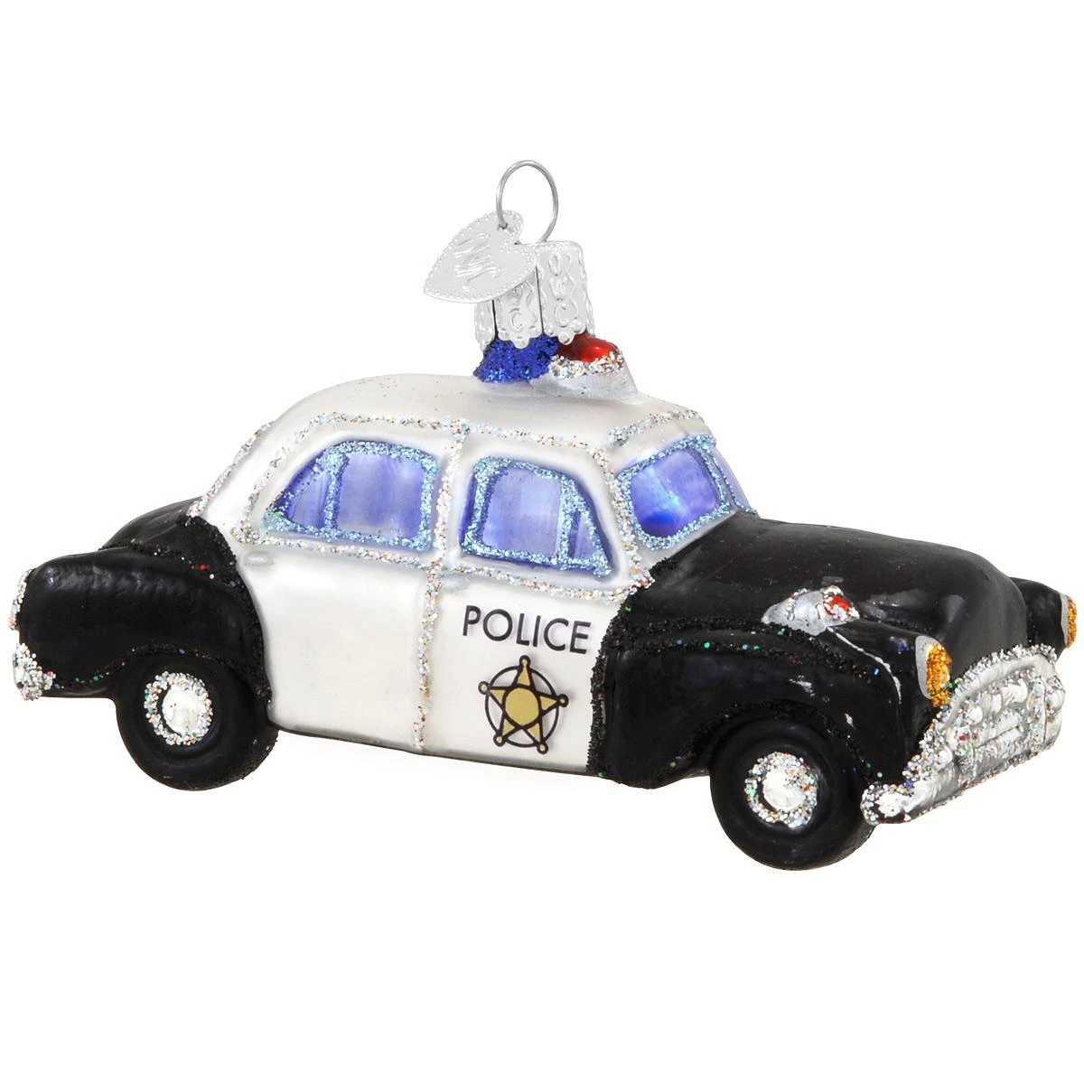 Vintage Police Car Glass Ornament 3 Vintage Police Car Glass Ornament