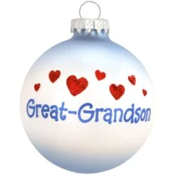Personalized Great Grandson With Hearts Glass Ornament -Holiday Decoration Store 1164336 web 2