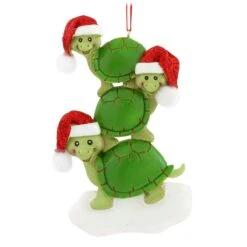 Personalized Turtle Family Of 3 With Santa Hats Ornament -Holiday Decoration Store 1164921 web 2