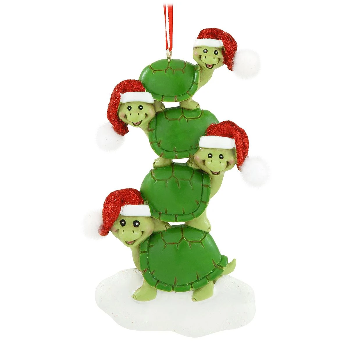 Personalized Turtle Family Of 4 With Santa Hats Ornament 4 Personalized Turtle Family Of 4 With Santa Hats Ornament - Image 2