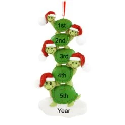 Personalized Turtle Family Of 5 With Santa Hats Ornament -Holiday Decoration Store 1164923 web 3