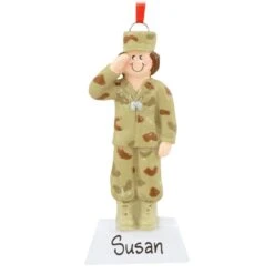 Personalized Female Military Figure Ornament
