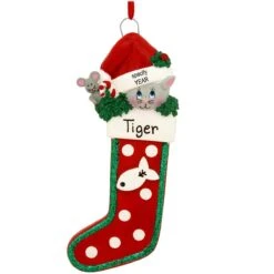 Personalized Cat In Stocking Resin Ornament