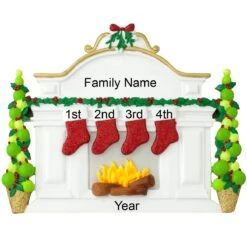 Personalized Fireplace Mantle With 4 Stockings Table Display -Holiday Decoration Store 1166127 web 3