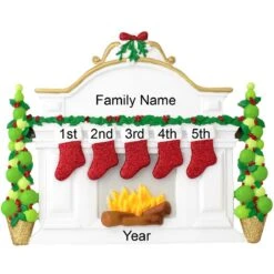 Personalized Fireplace Mantle With 5 Stockings Table Display -Holiday Decoration Store 1166130 web 3