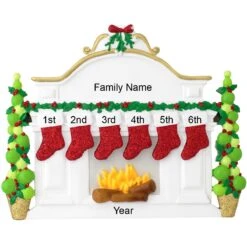 Personalized Fireplace Mantle With 6 Stockings Table Display -Holiday Decoration Store 1166131 web 3