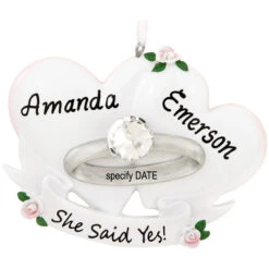 Personalized She Said Yes Engagement Ring Ornament