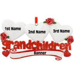 Personalized Grandchildren With Three Hearts Ornament -Holiday Decoration Store 1166209 web 3