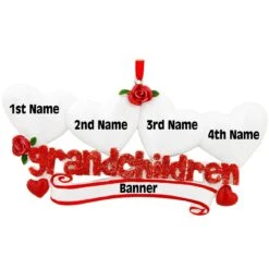 Personalized Grandchildren With Four Hearts Ornament 7 Personalized Grandchildren With Four Hearts Ornament -Holiday Decoration Store 1166210 web 3