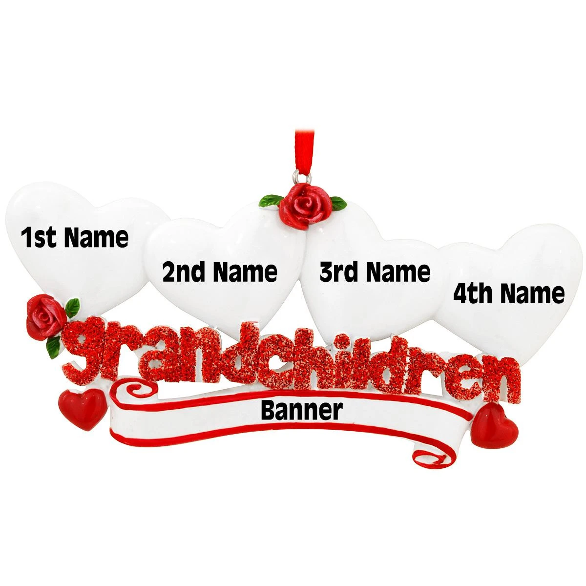 Personalized Grandchildren With Four Hearts Ornament 5 Personalized Grandchildren With Four Hearts Ornament - Image 3