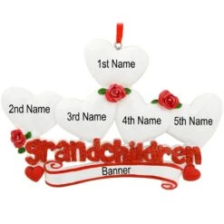 Personalized Grandchildren With Five Hearts Ornament -Holiday Decoration Store 1166211 web 3
