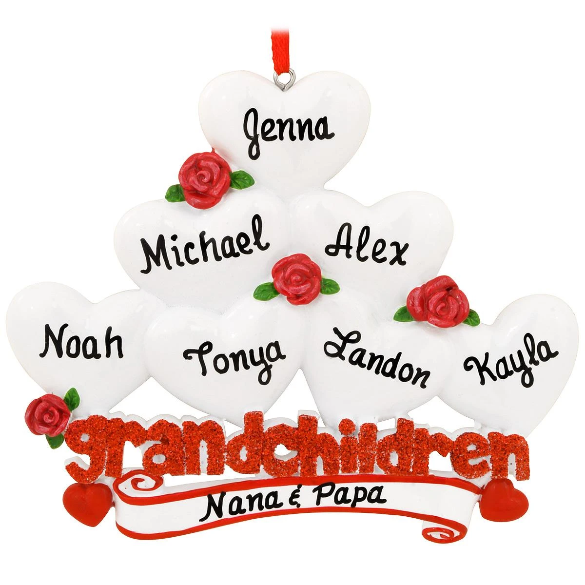 Personalized Grandchildren With Seven Hearts Ornament 3 Personalized Grandchildren With Seven Hearts Ornament