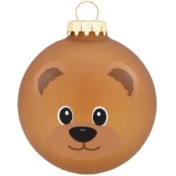 Teddy Bear Face Glass Ornament