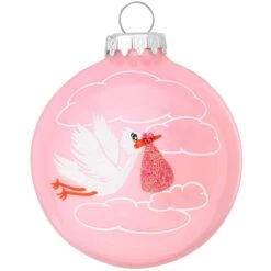 Personalized Stork With Clouds Girl Birth Statistics Ornament -Holiday Decoration Store 1166772 web 2