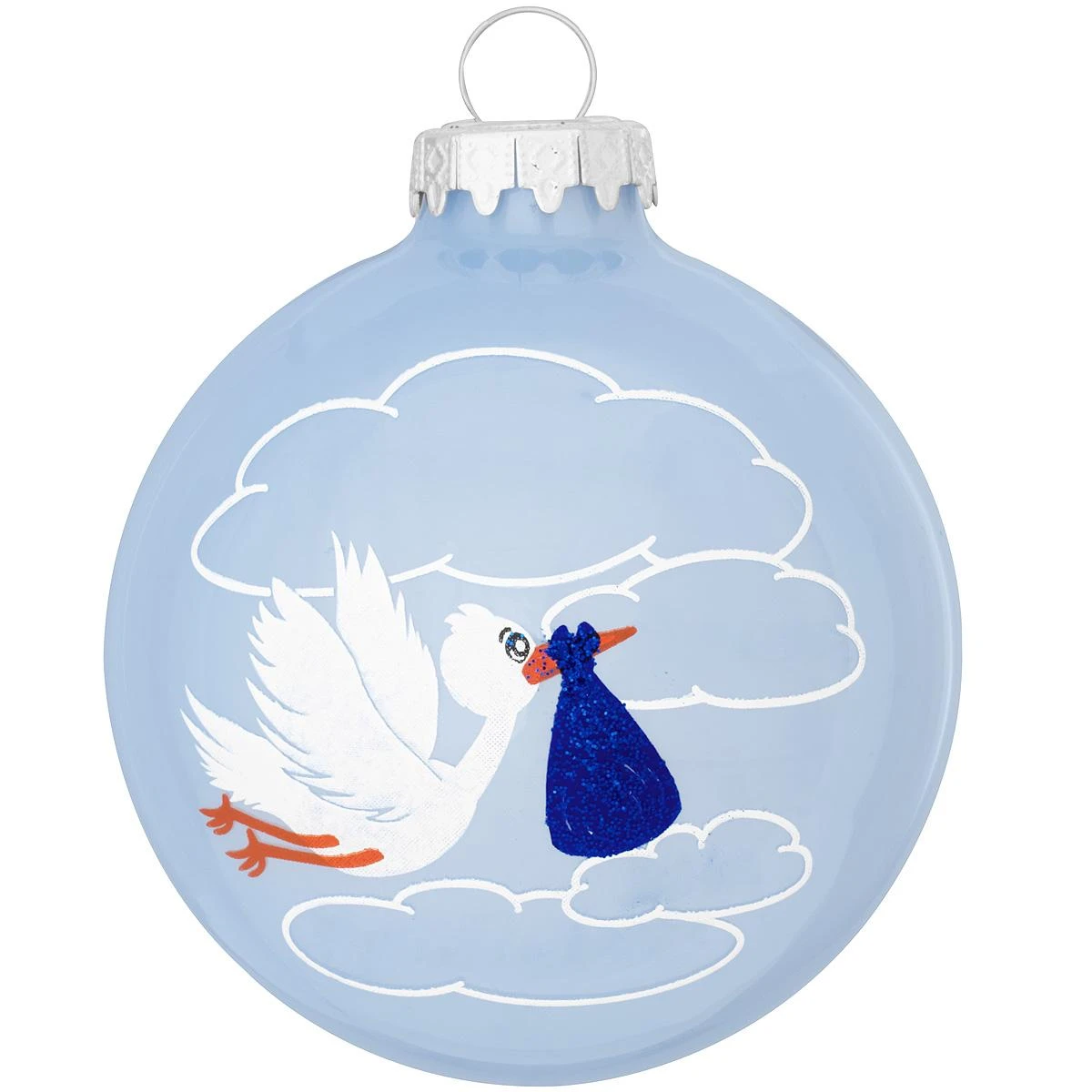 Personalized Stork With Clouds Boy Birth Statistics Ornament 4 Personalized Stork With Clouds Boy Birth Statistics Ornament - Image 2
