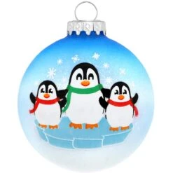 Personalized Penguin Parent With 2 Kids Glass Ornament -Holiday Decoration Store 1166809 web 3