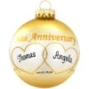 Personalized 50th Anniversary Heart Swirls Glass Ornament