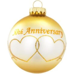 Personalized 50th Anniversary Heart Swirls Glass Ornament -Holiday Decoration Store 1167749 web 3