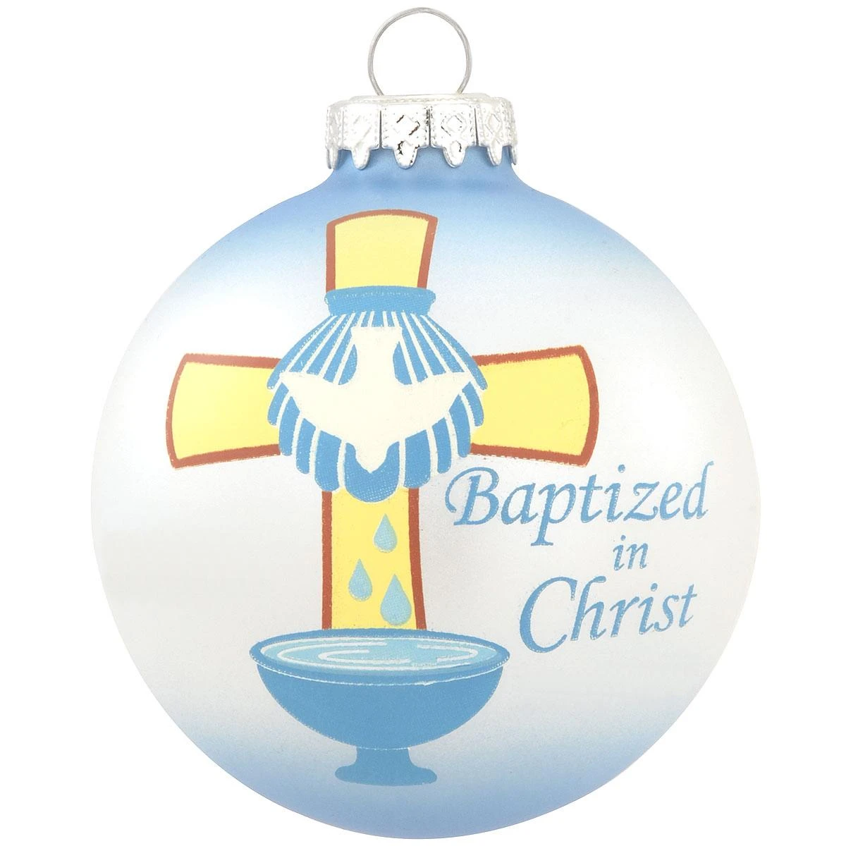 Personalized Blue Baptized In Christ With Cross Glass Ornament 4 Personalized Blue Baptized In Christ With Cross Glass Ornament - Image 2