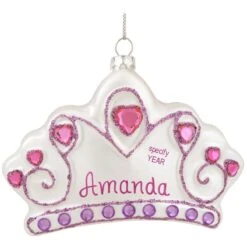 Personalized Princess Crown With Jewels Glass Ornament