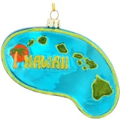 Hawaii Shape Glass Ornament