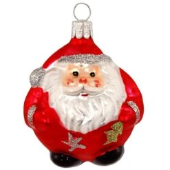 2.5 Inch Red Santa Glass Ornament