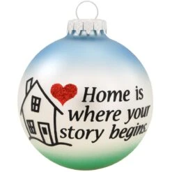Home Is Where Story Begins Three-Tone Glass Ornament