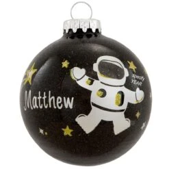 Personalized Space Astronaut Glass Ornament