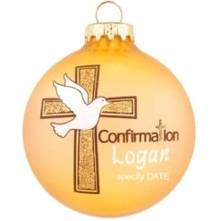 Personalized Confirmation Dove Cross Glass Ornament