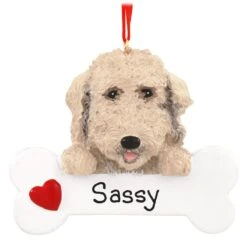 Personalized Labradoodle With Bone Ornament
