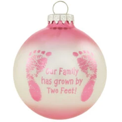 Personalized Pink Baby Footsteps Glass Ornament -Holiday Decoration Store 1173963 web 2