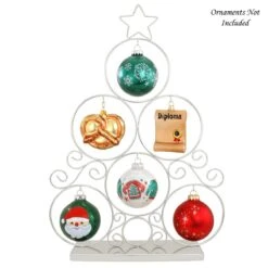 Chrome Tree With Star 6 Ornament Display Stand 5 Chrome Tree With Star 6 Ornament Display Stand -Holiday Decoration Store 1173985 web 2
