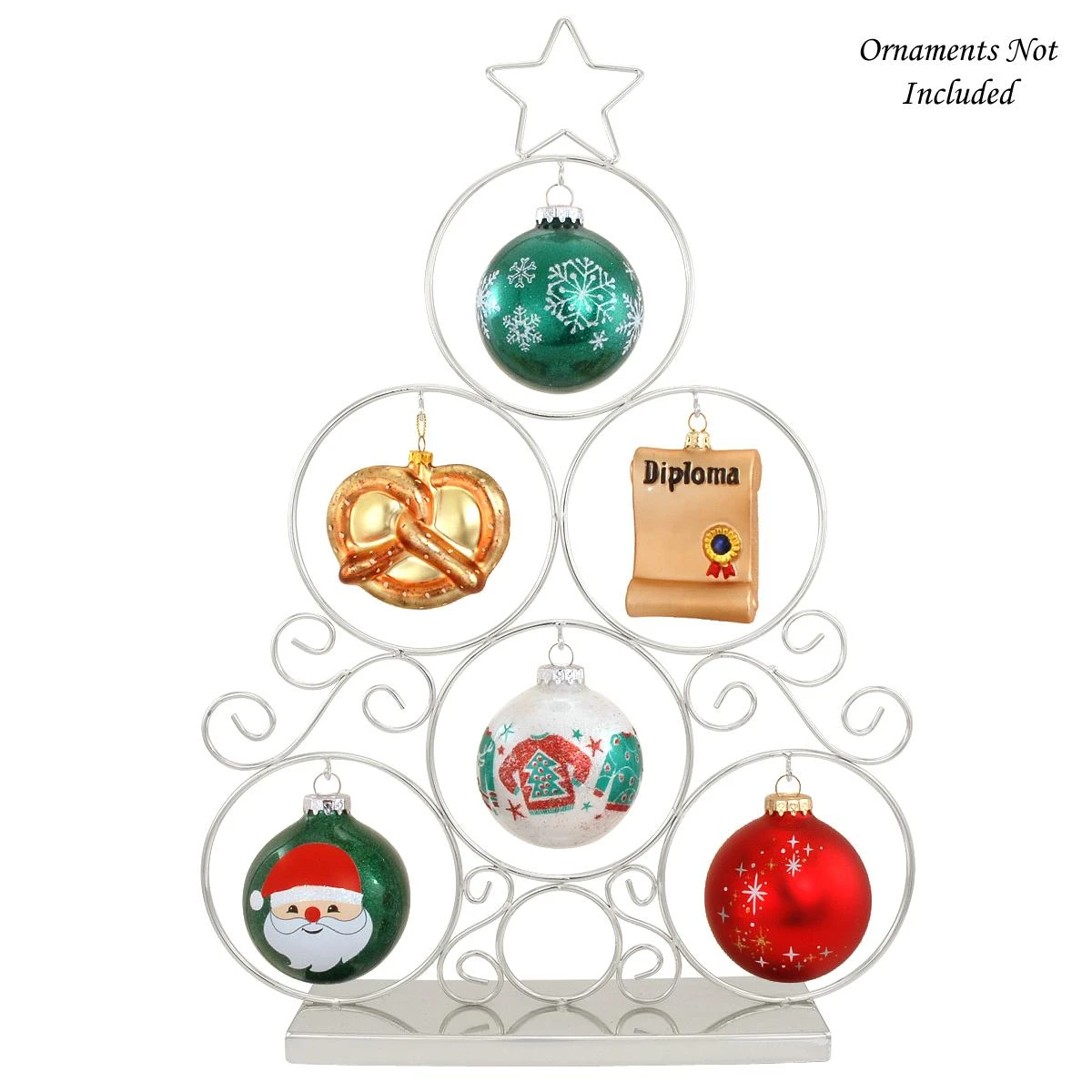 Chrome Tree With Star 6 Ornament Display Stand 4 Chrome Tree With Star 6 Ornament Display Stand - Image 2