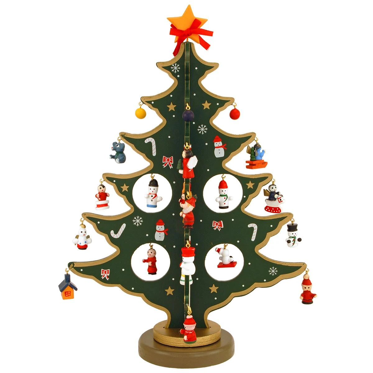 Wooden Tree With Mini Ornaments 3 Wooden Tree With Mini Ornaments