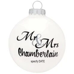 Personalized Mr And Mrs Glass Ornament