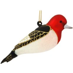 Red Headed Woodpecker Glass Ornament