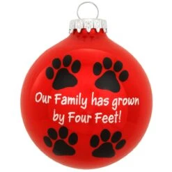 Our Family Has Grown By Four Feet Glass Ornament