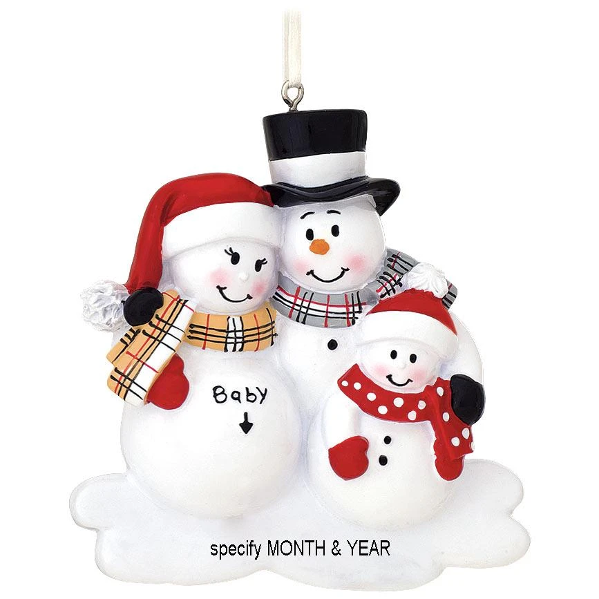 Personalized We're Expecting Snowfamily With 1 Child Ornament 3 Personalized We're Expecting Snowfamily With 1 Child Ornament