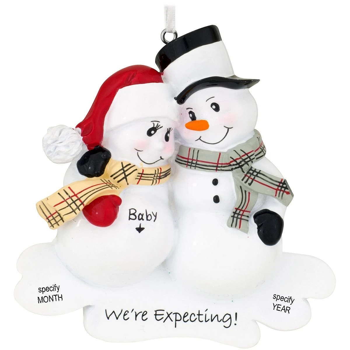 Personalized We're Expecting Snowman Couple Ornament 3 Personalized We're Expecting Snowman Couple Ornament