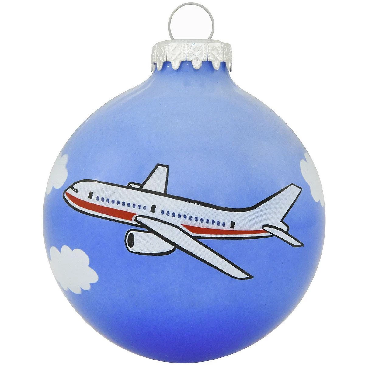 Personalized Airplane Round Blue Glass Ornament 4 Personalized Airplane Round Blue Glass Ornament - Image 2