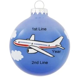 Personalized Airplane Round Blue Glass Ornament 7 Personalized Airplane Round Blue Glass Ornament -Holiday Decoration Store 1175018 web 3