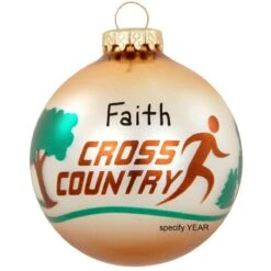 Personalized Round Cross Country Glass Ornament